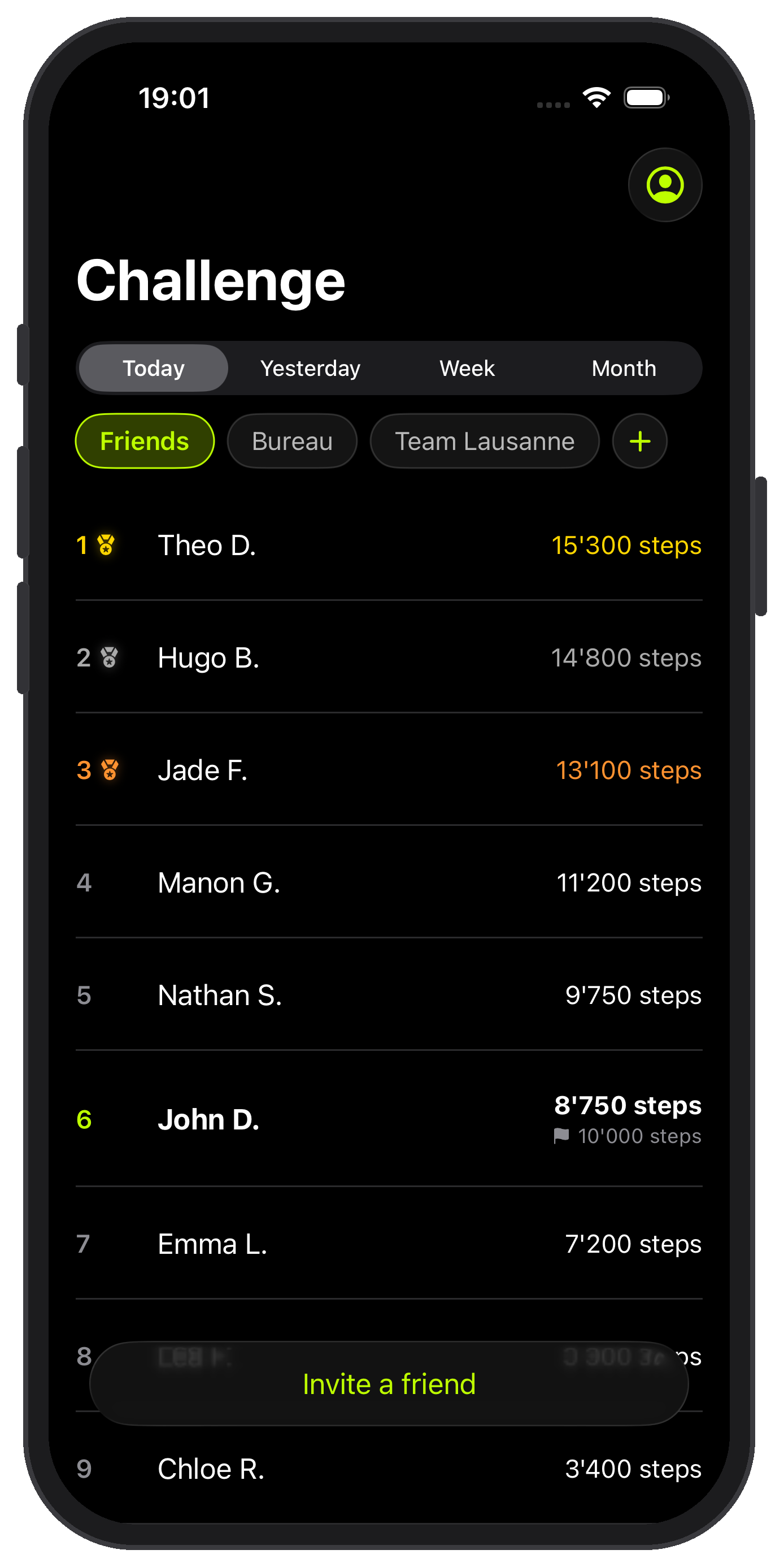 vsteps leaderboard on iPhone
